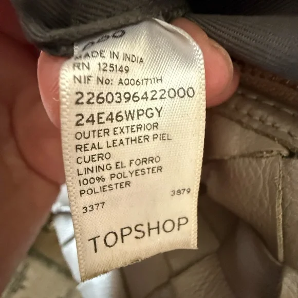 Top Shop Real Leather Elegant greyish/ Tan Woven large Shoulder Bag - Picture 7 of 8